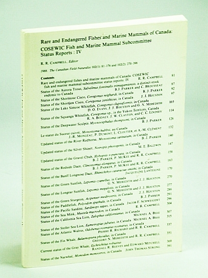 Rare and Engangered Fishes and Marine Mammals of Canada: COSEWIC …