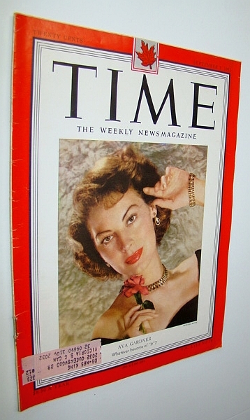 Time Magazine, September 3, 1951 - Ava Gardner Cover Photo