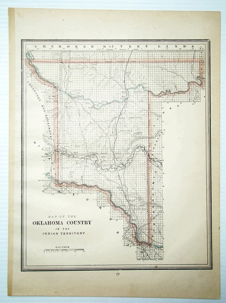 1889 Colored Map of the Oklahoma Country in the Indian …