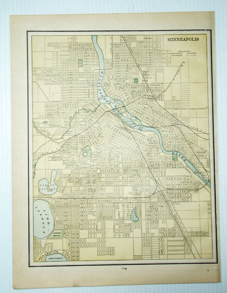1889 Color Map of the City of Minneapolis, Minnesota (MN)
