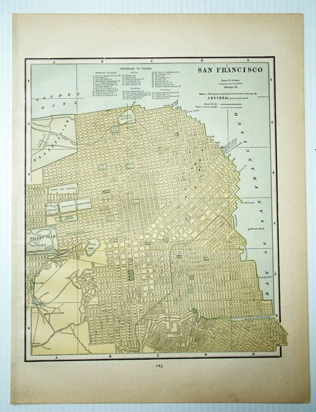 1889 Color Map of San Francisco, California (CA)