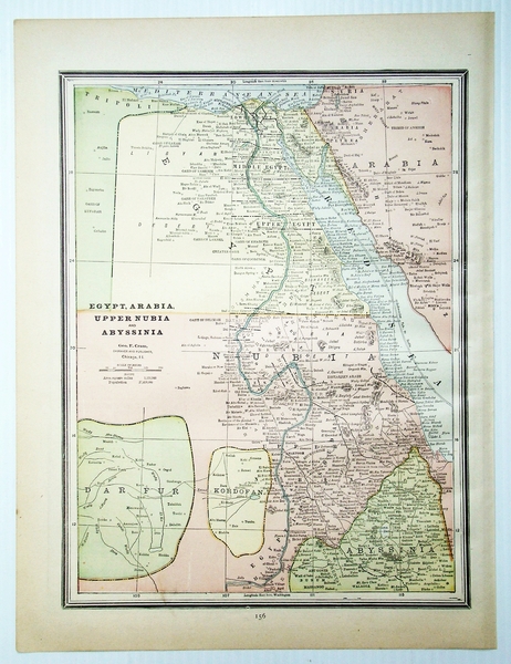 1889 Color Map of Egypt, Arabia, Upper Nubia and Abyssinia