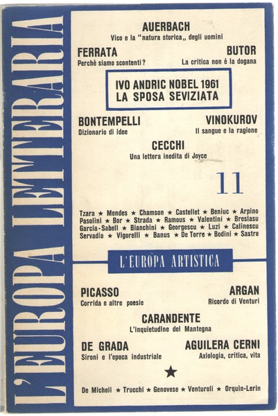 L'Europa Letteraria – Artistica #11 – Ottobre 1961