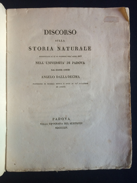 DISCORSO SULLA STORIA NATURALE PRONUNCIATO AI 17 DI DICEMBRE DELL'ANNO …