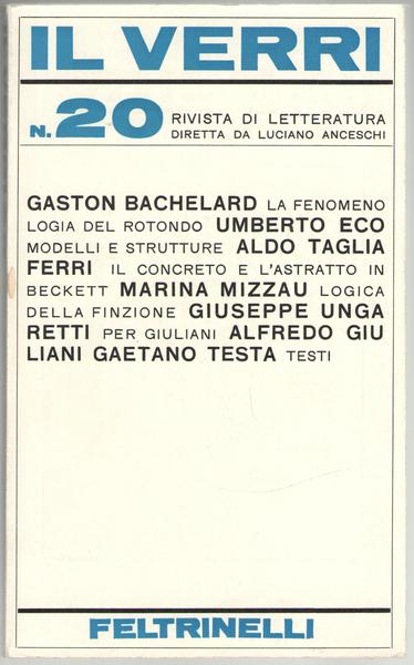 IL VERRI Rivista di Letteratura N.20.
