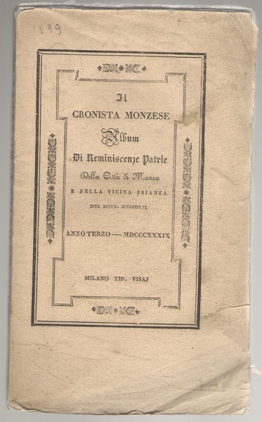 Il Cronista Monzese Album di Reminiscenze Patrie della Città di …