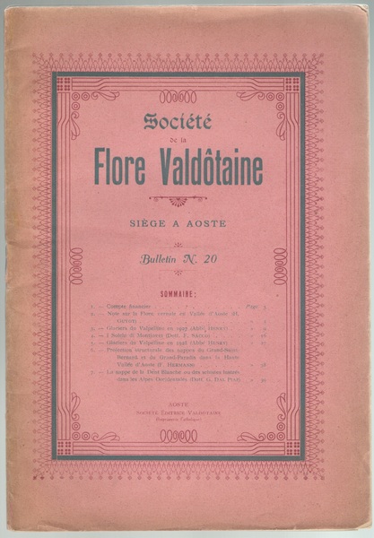 Societe de la flore valdôtaine. Bulletin n.20.