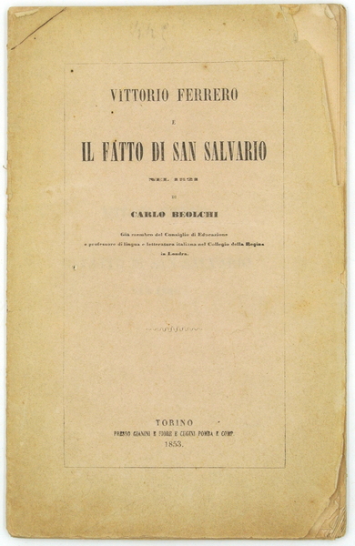 VITTORIO FERRERO E IL FATTO DI SAN SALVARIO NEL 1821. …