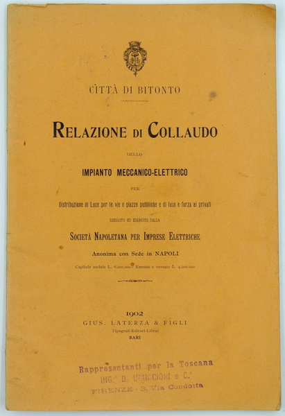 CITTÀ DI BITONTO. RELAZIONE DI COLLAUDO DELLO IMPIANTO MECCANICO-ELETTRICO PER …