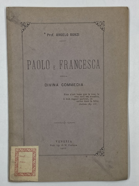 PAOLO E FRANCESCA NELLA DIVINA COMMEDIA.