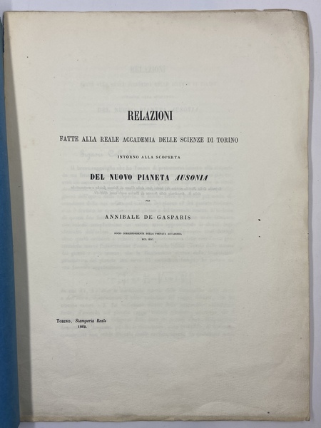 RELAZIONI FATTE ALLA REALE ACCADEMIA DELLE SCIENZE DI TORINO INTORNO …