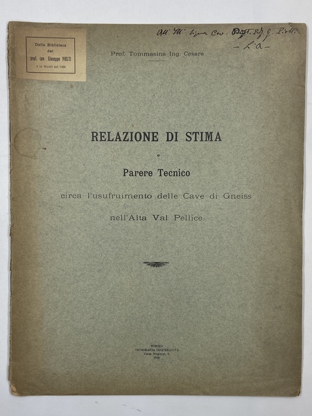 RELAZIONE DI STIMA e Parere Tecnico circa l’usufruimento delle Cave …
