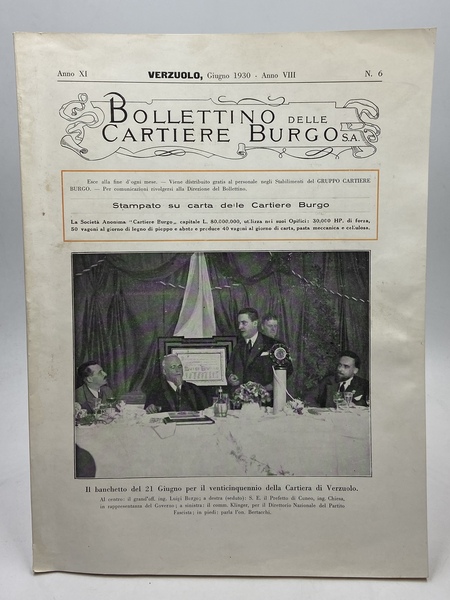 Bollettino delle Cartiere Burgo S.A. Anno XI Verzuolo, 30 Giugno …