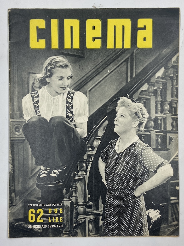 CINEMA quindicinale di divulgazione cinematografica. Fascicolo 62 25 gennaio 1939.