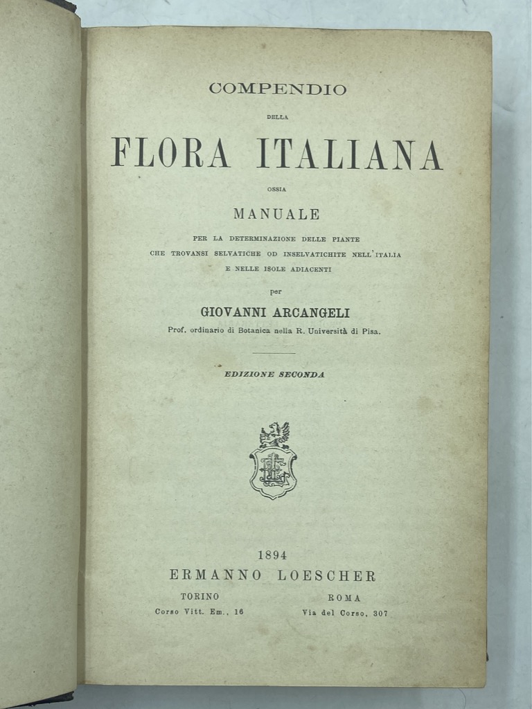 COMPENDIO DELLA FLORA ITALIANA OSSIA MANUALE PER LA DETERMINAZIONE DELLE …