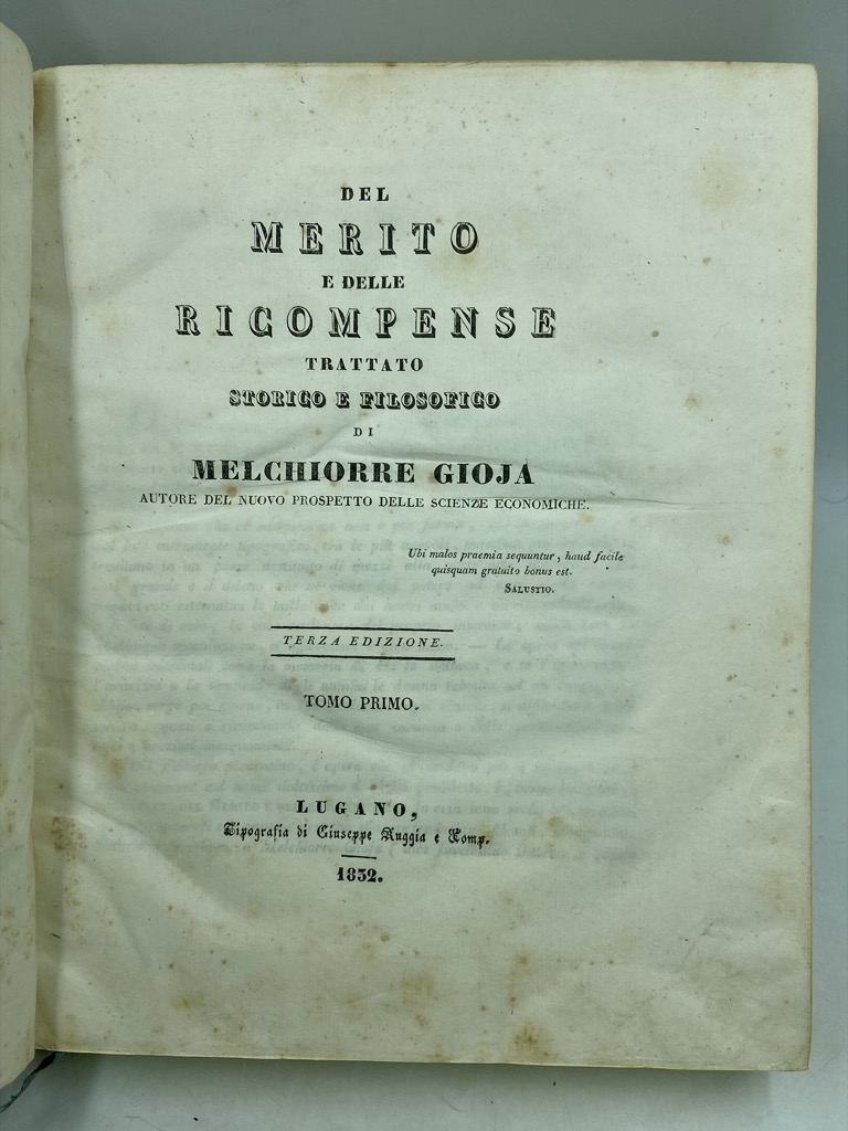 DEL MERITO E DELLE RICOMPENSE. TRATTATO STORICO E FILOSOFICO DI …