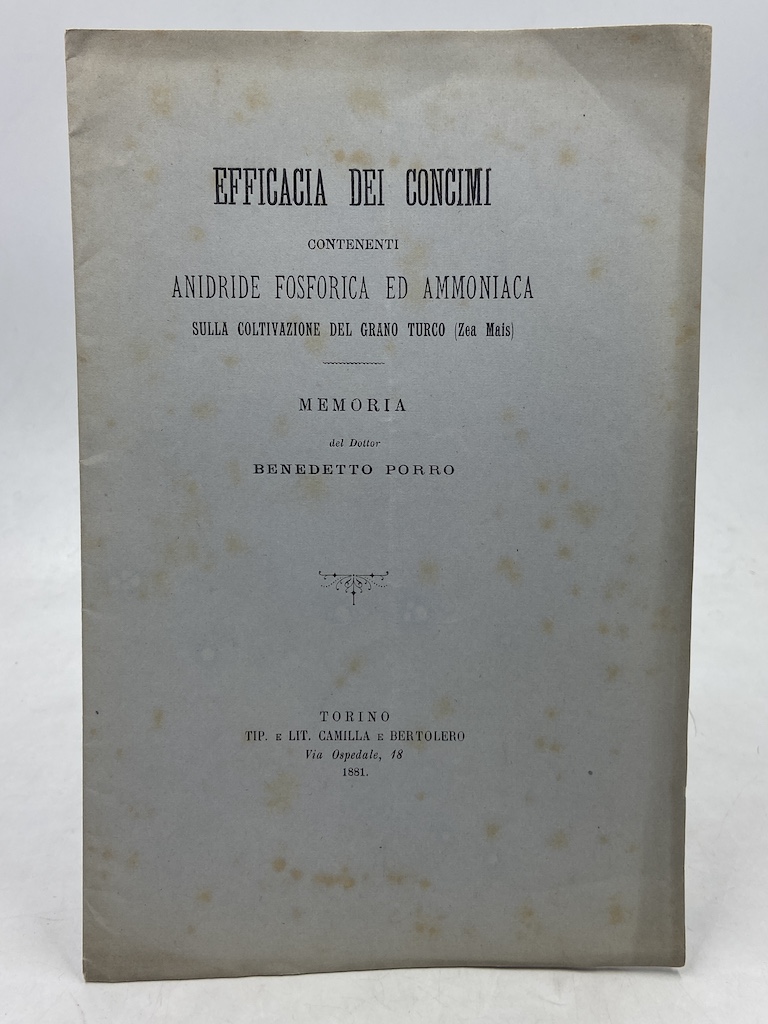 EFFICACIA DEI CONCIMI CONTENENTI ANIDRIDE FOSFORICA ED AMMONIACA SULLA COLTIVAZIONE …