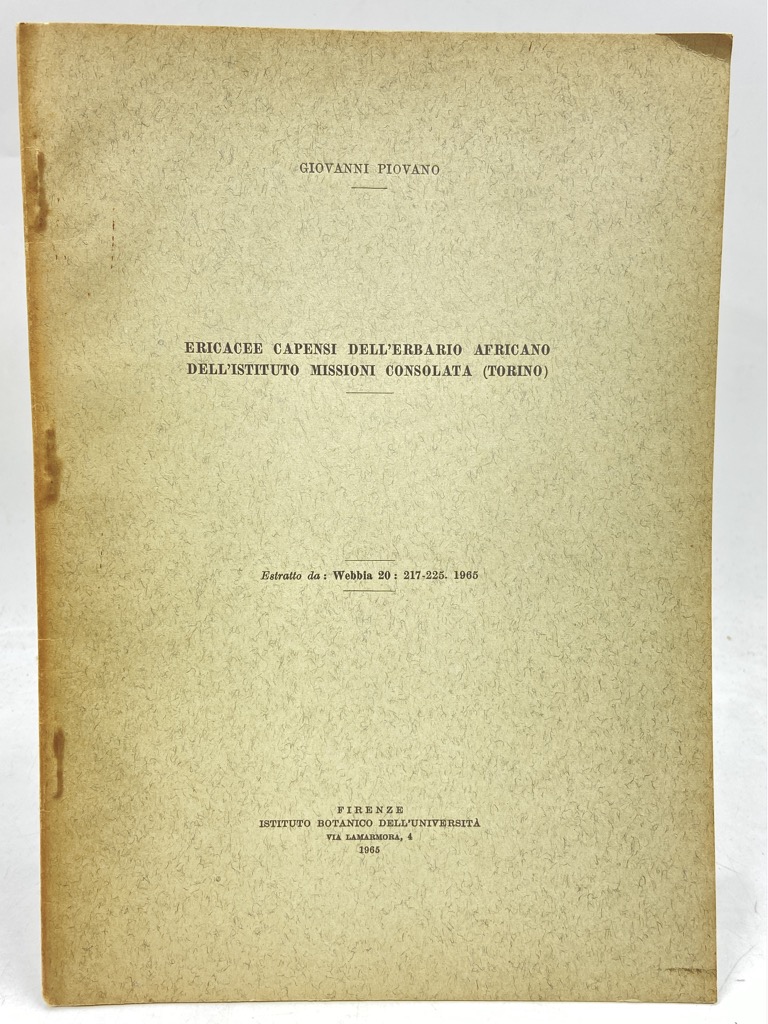 ERICACEE CAPENSI DELL’ERBOLARIO AFRICANO DELL’ISTITUTO MISSIONI DELLA CONSOLATA (TORINO). (Estratto …