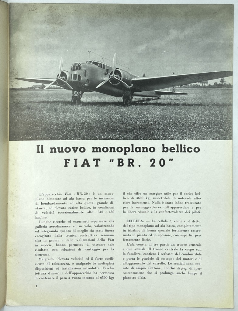 FIAT - AERONAUTICA D’ITALIA SOCIETÀ ANONIMA: IL NUOVO MONOPLANO BELLICO …