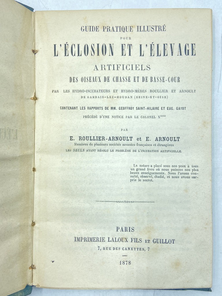 GUIDE PRATIQUE ILLUSTRÉ POUR L'ECLOSION ET L'ELEVAGE ARTIFICIELS DES OISEAUX …