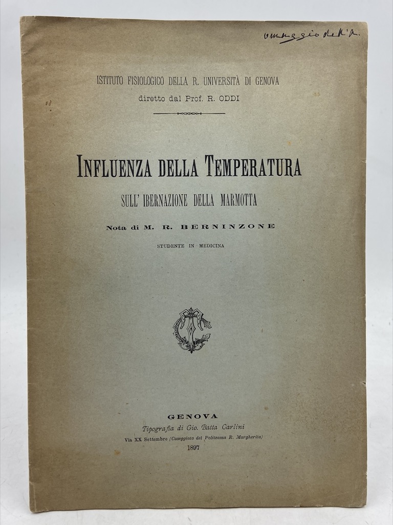 INFLUENZA DELLA TEMPERATURA SULL’IBERNAZIONE DELLA MARMOTTA. Nota di M. R. …