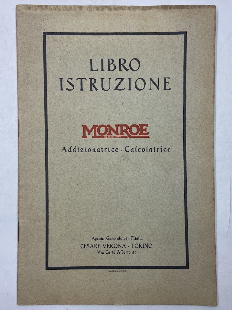 LIBRO ISTRUZIONE MONROE Addizionatrice Calcolatrice.