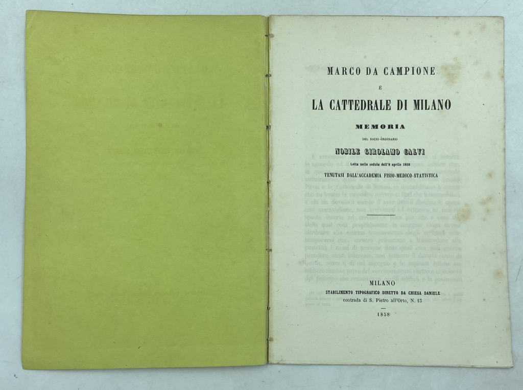 MARCO DA CAMPIONE E LA CATTEDRALE DI MILANO. MEMORIA DEL …