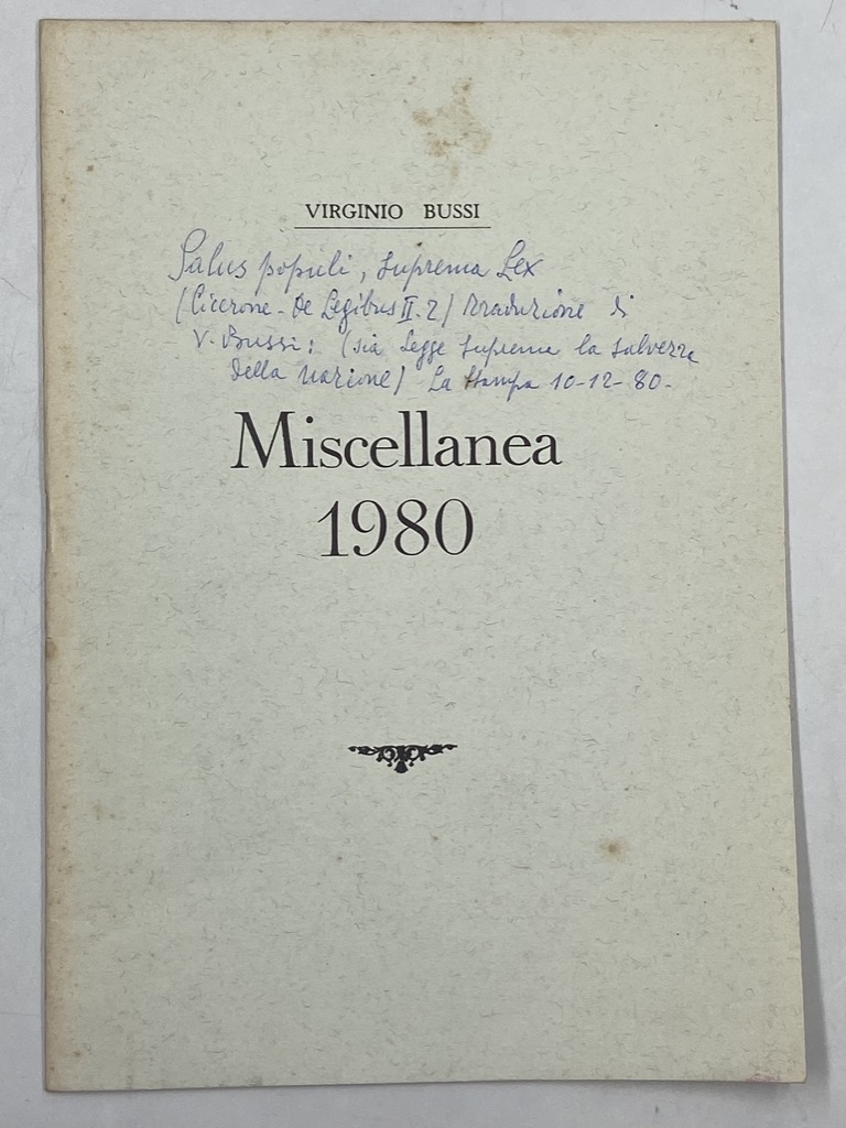 Miscellanea 1980. Estratto da «L’Eusebiano». [Curiosità storia locale Vercelli]