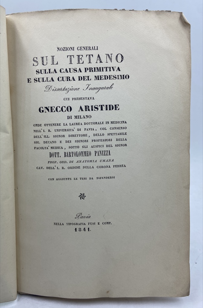 NOZIONI GENERALI SUL TETANO, SULLA CAUSA PRIMITIVA E SULLA CURA …