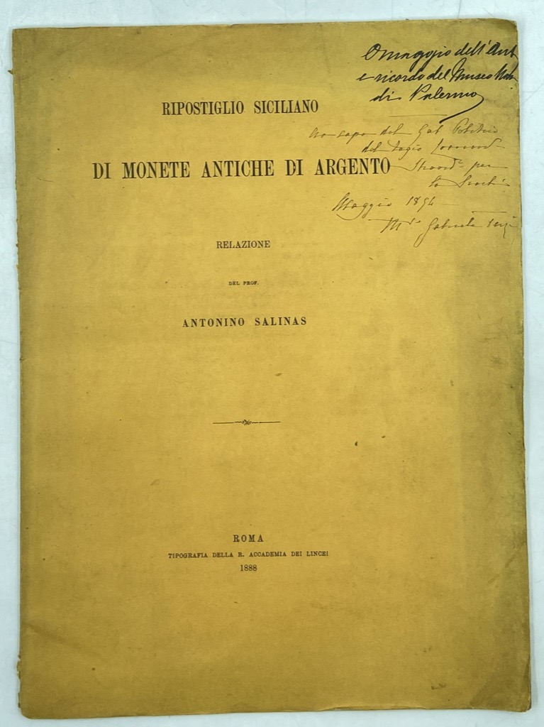 RIPOSTIGLIO SICILIANO DI MONETE ANTICHE DI ARGENTO. Relazione del prof. …