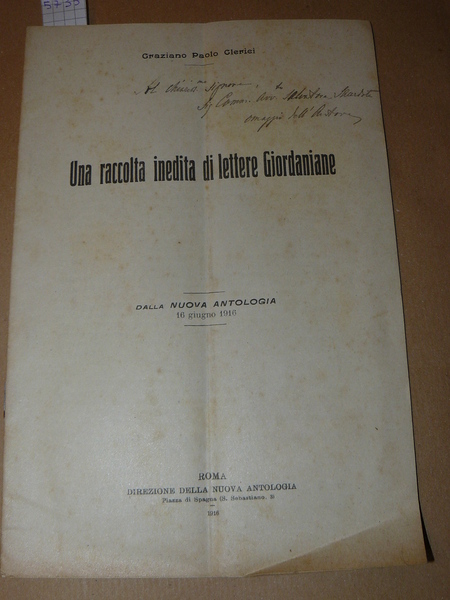 Una raccolta inedita di lettere Giordaniane. Dalla Nuova Antologia 16 …