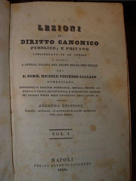 Lezioni di diritto canonico pubblico e privato considerato in sè …