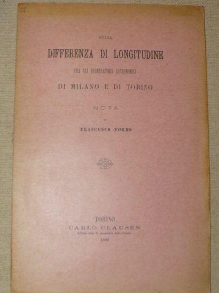Sulla differenza di longitudine fra gli osservatori astronomici di Milano …