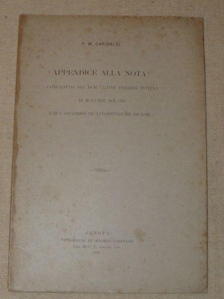 Appendice alla nota: confronto dei due ultimi periodi intieri 'di …