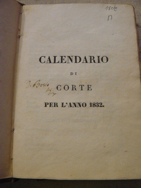 Calendario di Corte per l'anno 1832