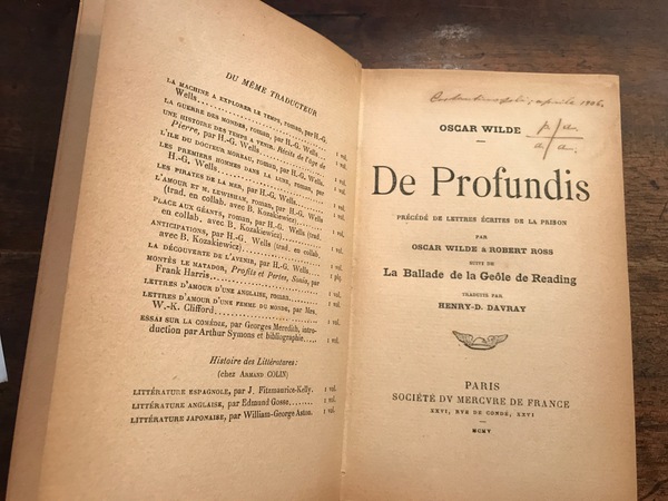 De profundis précédé de lettres écrites de la prison par …