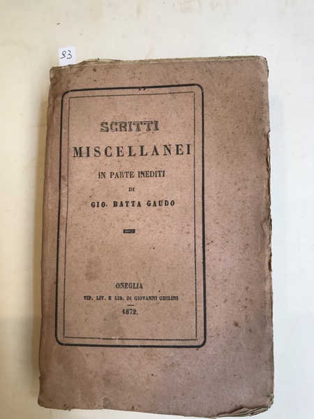 Scritti miscellanei in parte inediti.