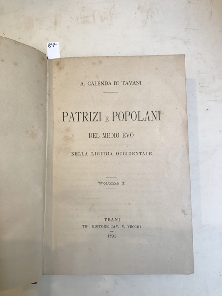 Patrizi e popolani del Medioevo nella Liguria Occidentale