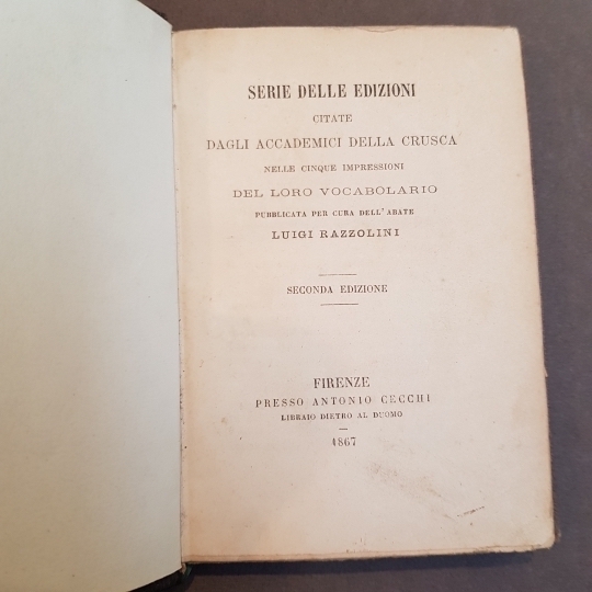 Serie delle Edizioni citate dagli Accademici della Crusca nelle cinque …