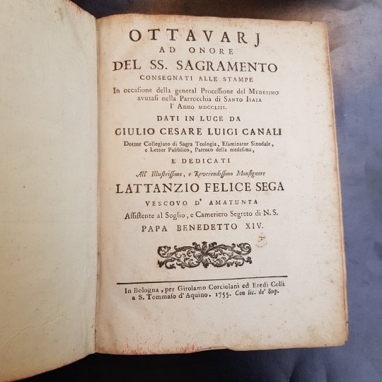 Ottanarj ad onore del ss. sagramento consegnati alle stampe in …