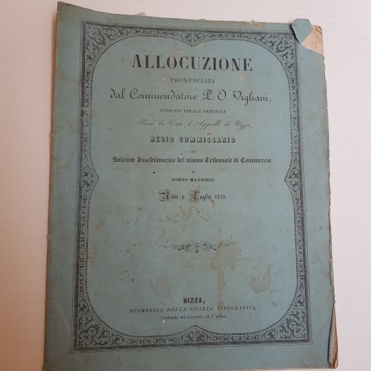 Allocuzione pronunciata da Commendatore P. O. Vigliani Avvocato fiscale generale …