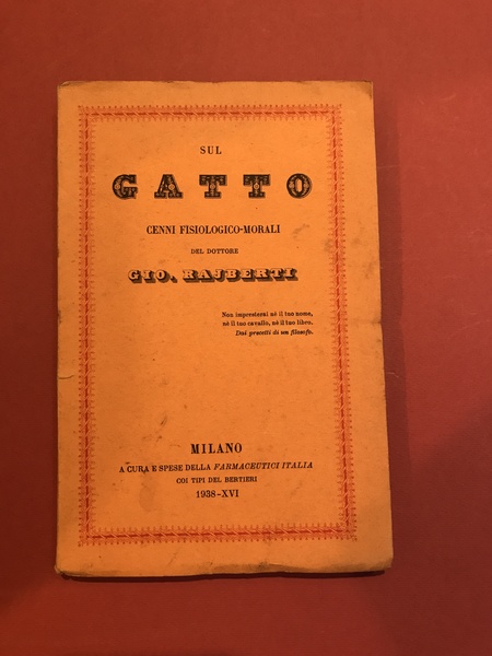 Sul gatto cenni fisiologico - morali