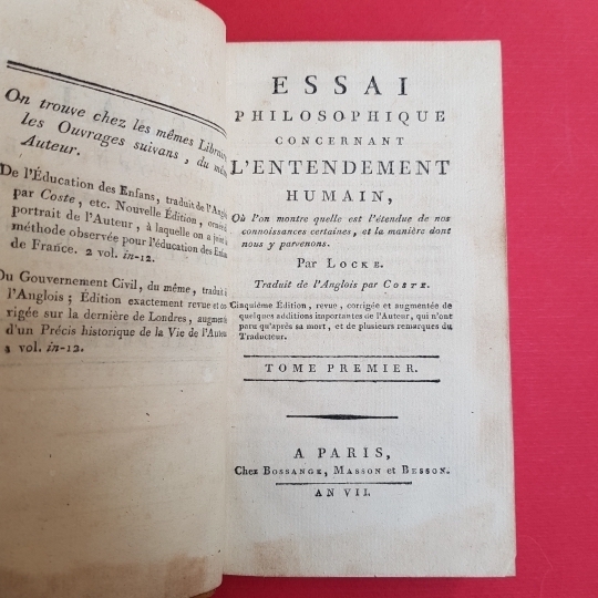 Essai philosophique concernant l'entendement humain, où l'on montre quelle est …