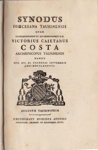 Synodo dioecesana Taurinensis quam exellentissimus et reverendissimus D.D. Victorius Caietanus …