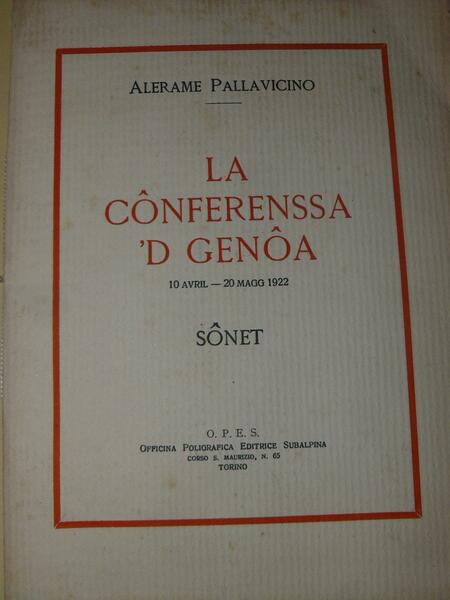 la conferessa 'd Genoa. 10 avril - 20 maggio 1922