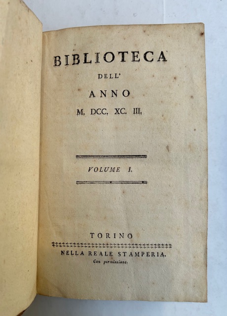 Biblioteca dell'Anno MDCCXCIII - II VOLUME I-II-III