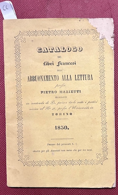 Catalogo dei libri francesi dell'abbuonamento alla lettura presso Pietro Marietti …