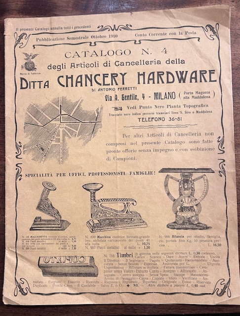 Catalogo n.4 degli articoli di cancelleria della ditta Chancery Hardware …