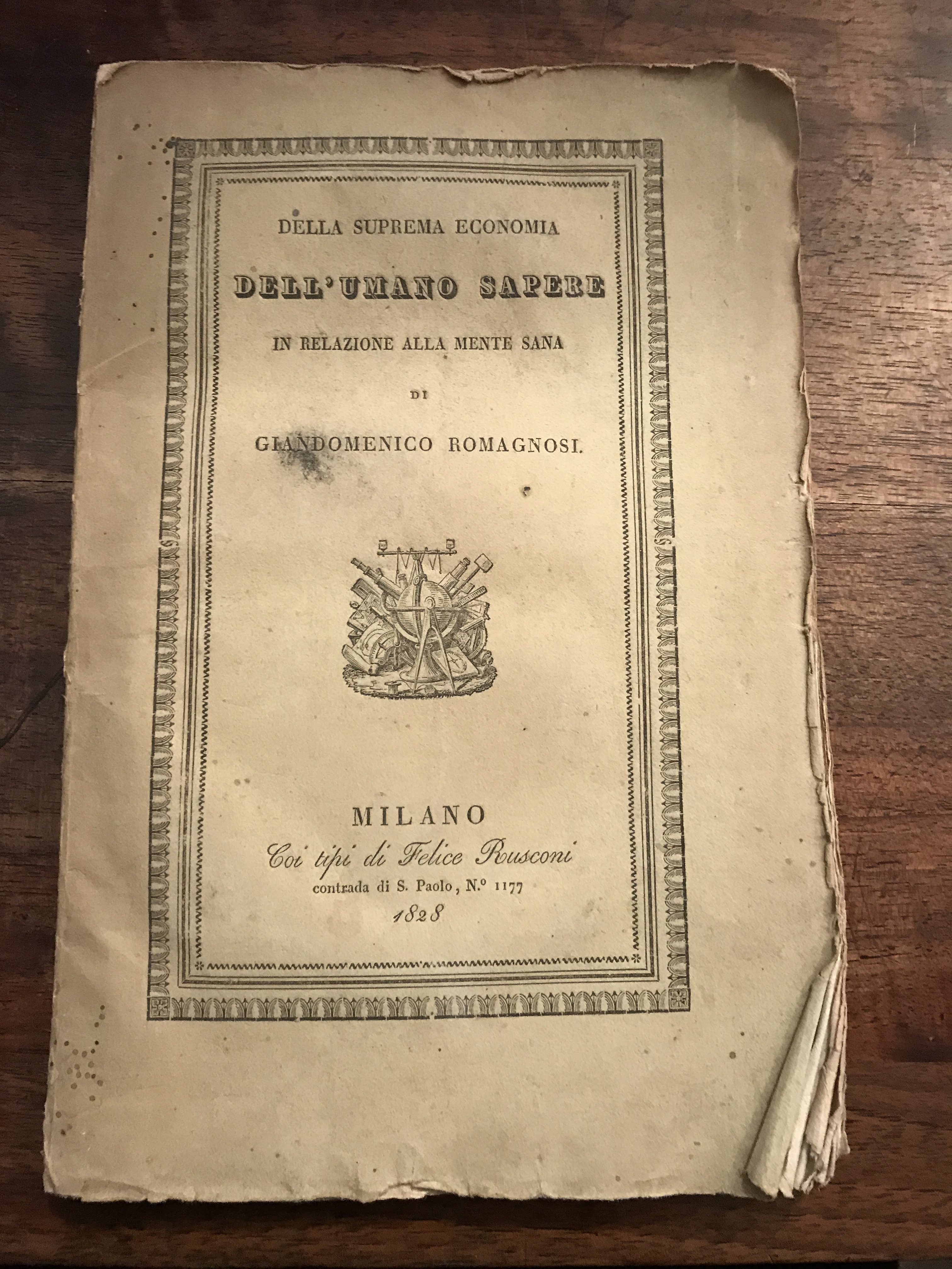 Della suprema economia dell'umano sapere in relazione alla mente sana.
