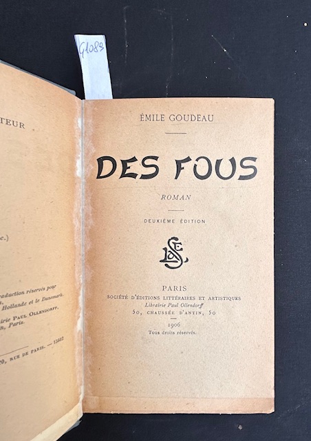 Des Fous. Roman. Deuxieme edition